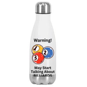 Funny Billiards Warning May Start Talking About Billiards Stainless Steel Insulated Water Bottle