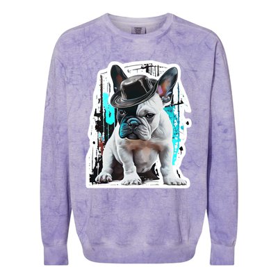 French Bulldog With Hat Urban Street Art Meaningful Gift Colorblast Crewneck Sweatshirt