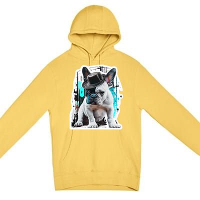 French Bulldog With Hat Urban Street Art Meaningful Gift Premium Pullover Hoodie