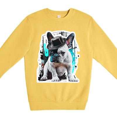 French Bulldog With Hat Urban Street Art Meaningful Gift Premium Crewneck Sweatshirt