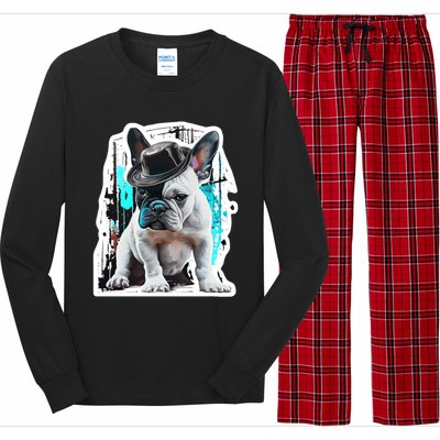 French Bulldog With Hat Urban Street Art Meaningful Gift Long Sleeve Pajama Set