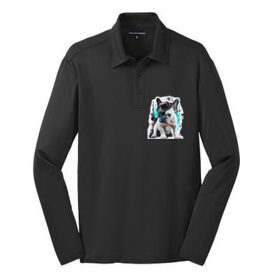 French Bulldog With Hat Urban Street Art Meaningful Gift Silk Touch Performance Long Sleeve Polo