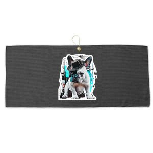 French Bulldog With Hat Urban Street Art Meaningful Gift Large Microfiber Waffle Golf Towel