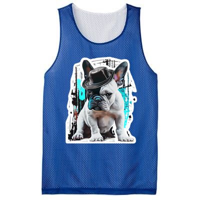 French Bulldog With Hat Urban Street Art Meaningful Gift Mesh Reversible Basketball Jersey Tank