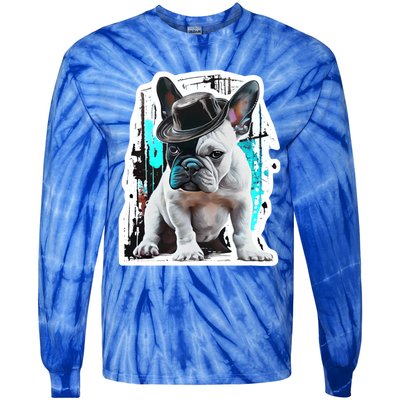 French Bulldog With Hat Urban Street Art Meaningful Gift Tie-Dye Long Sleeve Shirt