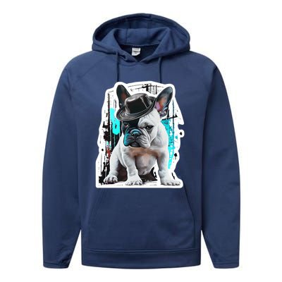 French Bulldog With Hat Urban Street Art Meaningful Gift Performance Fleece Hoodie