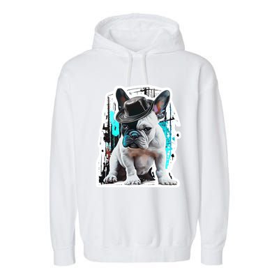 French Bulldog With Hat Urban Street Art Meaningful Gift Garment-Dyed Fleece Hoodie