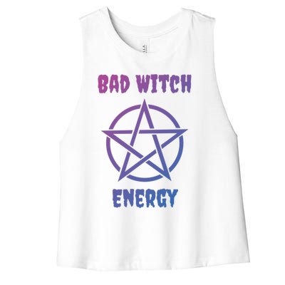 Funny Bad Witch Energy Halloween Samhain Great Gift Women's Racerback Cropped Tank