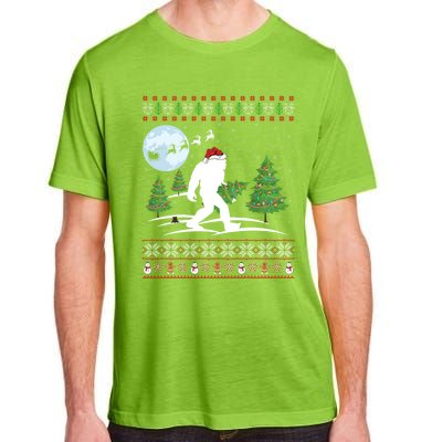 Funny Bigfoot Xmas Gift Santa Hat Ugly Bigfoot Christmas Gift Adult ChromaSoft Performance T-Shirt