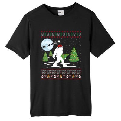 Funny Bigfoot Xmas Gift Santa Hat Ugly Bigfoot Christmas Gift Tall Fusion ChromaSoft Performance T-Shirt