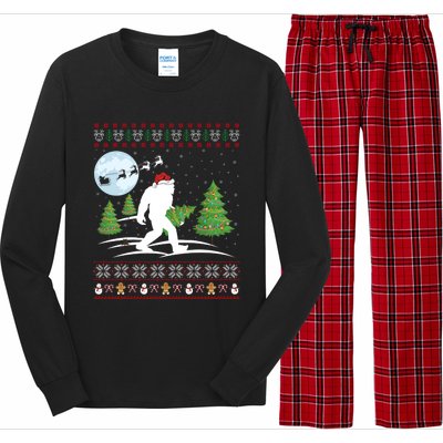 Funny Bigfoot Xmas Gift Santa Hat Ugly Bigfoot Christmas Gift Long Sleeve Pajama Set