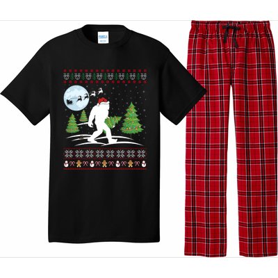 Funny Bigfoot Xmas Gift Santa Hat Ugly Bigfoot Christmas Gift Pajama Set