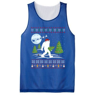 Funny Bigfoot Xmas Gift Santa Hat Ugly Bigfoot Christmas Gift Mesh Reversible Basketball Jersey Tank