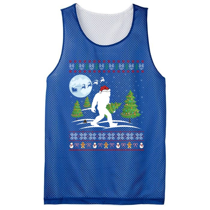 Funny Bigfoot Xmas Gift Santa Hat Ugly Bigfoot Christmas Gift Mesh Reversible Basketball Jersey Tank