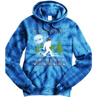 Funny Bigfoot Xmas Gift Santa Hat Ugly Bigfoot Christmas Gift Tie Dye Hoodie