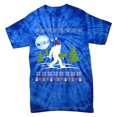 Funny Bigfoot Xmas Gift Santa Hat Ugly Bigfoot Christmas Gift Tie-Dye T-Shirt