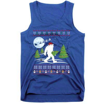 Funny Bigfoot Xmas Gift Santa Hat Ugly Bigfoot Christmas Gift Tank Top