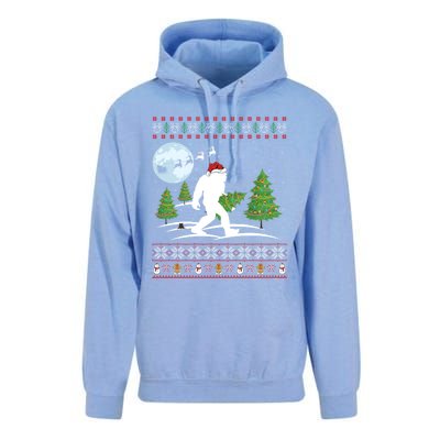 Funny Bigfoot Xmas Gift Santa Hat Ugly Bigfoot Christmas Gift Unisex Surf Hoodie