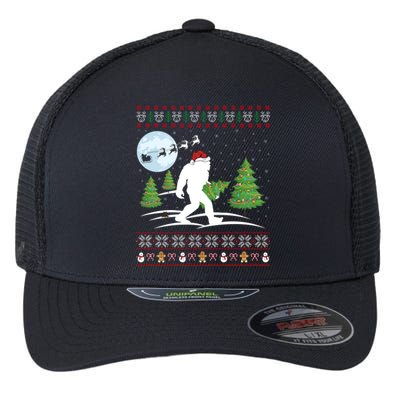 Funny Bigfoot Xmas Gift Santa Hat Ugly Bigfoot Christmas Cute Gift Flexfit Unipanel Trucker Cap