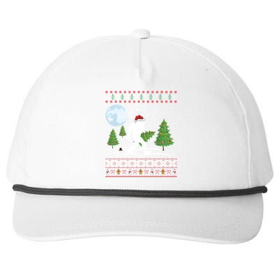 Funny Bigfoot Xmas Gift Santa Hat Ugly Bigfoot Christmas Cute Gift Snapback Five-Panel Rope Hat