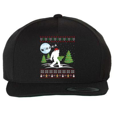 Funny Bigfoot Xmas Gift Santa Hat Ugly Bigfoot Christmas Cute Gift Wool Snapback Cap