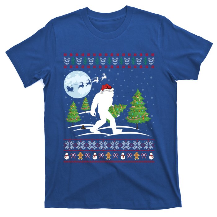 Funny Bigfoot Xmas Gift Santa Hat Ugly Bigfoot Christmas Cute Gift T-Shirt