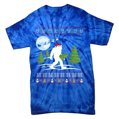 Funny Bigfoot Xmas Gift Santa Hat Ugly Bigfoot Christmas Cute Gift Tie-Dye T-Shirt