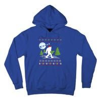 Funny Bigfoot Xmas Gift Santa Hat Ugly Bigfoot Christmas Cute Gift Tall Hoodie