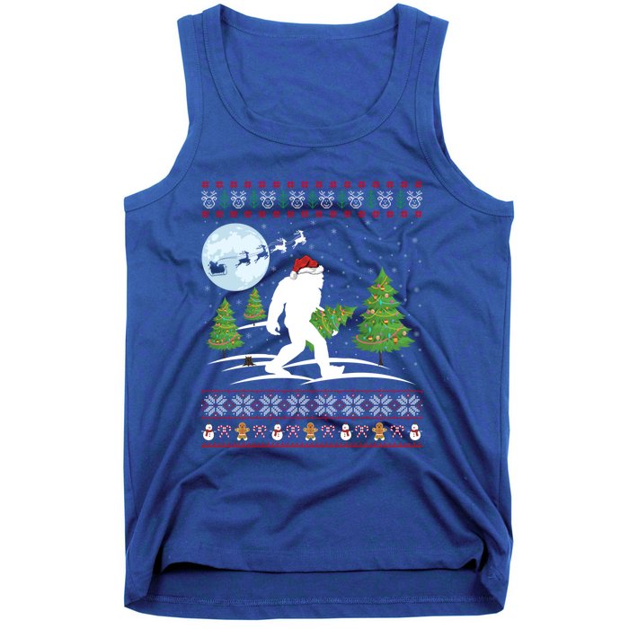 Funny Bigfoot Xmas Gift Santa Hat Ugly Bigfoot Christmas Cute Gift Tank Top