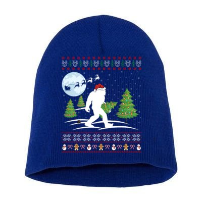 Funny Bigfoot Xmas Gift Santa Hat Ugly Bigfoot Christmas Cute Gift Short Acrylic Beanie