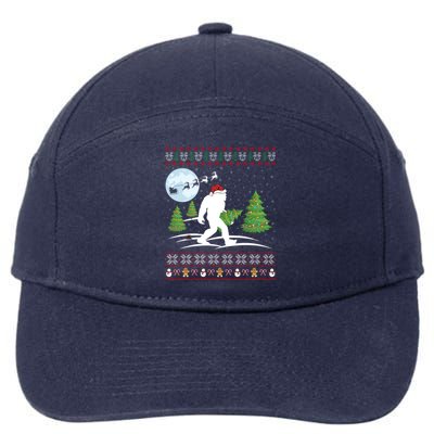 Funny Bigfoot Xmas Gift Santa Hat Ugly Bigfoot Christmas Cute Gift 7-Panel Snapback Hat