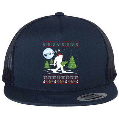 Funny Bigfoot Xmas Gift Santa Hat Ugly Bigfoot Christmas Cute Gift Flat Bill Trucker Hat