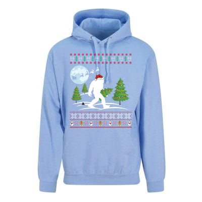 Funny Bigfoot Xmas Gift Santa Hat Ugly Bigfoot Christmas Cute Gift Unisex Surf Hoodie