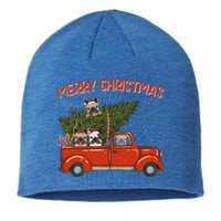 French Bulldog Xmas Vintage Red Pickup Great Gift Sustainable Beanie