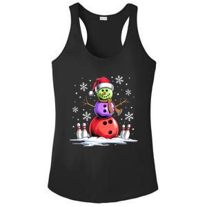 Funny Bowling Xmas Snowman Bowling Player Santa Hat Christmas Sports Gift Ladies PosiCharge Competitor Racerback Tank