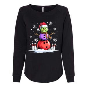 Funny Bowling Xmas Snowman Bowling Player Santa Hat Christmas Sports Gift Womens California Wash Sweatshirt