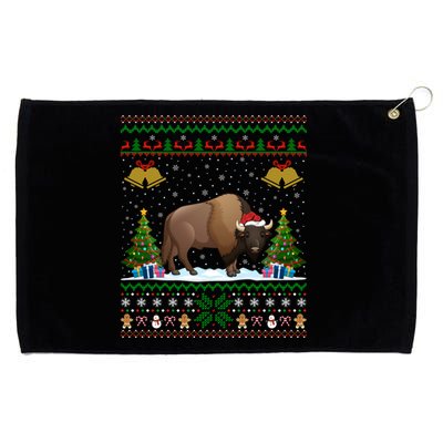 Funny Bison Xmas Gift Santa Hat Ugly Bison Christmas Cute Gift Grommeted Golf Towel