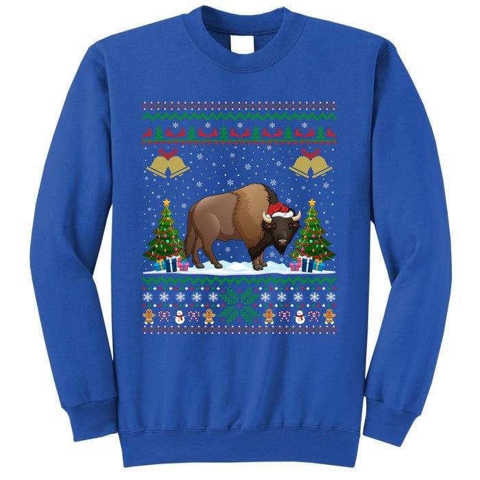 Funny Bison Xmas Gift Santa Hat Ugly Bison Christmas Cute Gift Sweatshirt