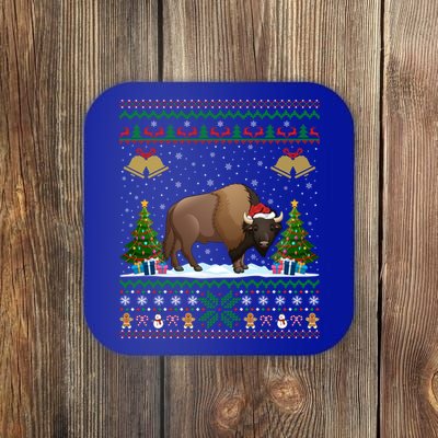 Funny Bison Xmas Gift Santa Hat Ugly Bison Christmas Cute Gift Coaster