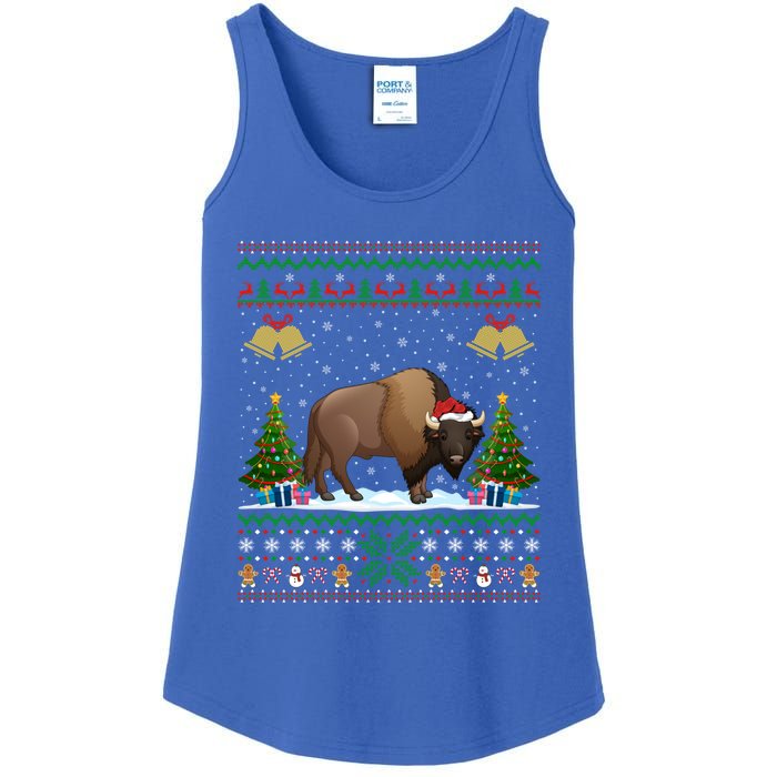 Funny Bison Xmas Gift Santa Hat Ugly Bison Christmas Cute Gift Ladies Essential Tank