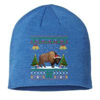 Funny Bison Xmas Gift Santa Hat Ugly Bison Christmas Cute Gift Sustainable Beanie