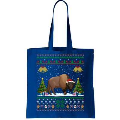 Funny Bison Xmas Gift Santa Hat Ugly Bison Christmas Cute Gift Tote Bag