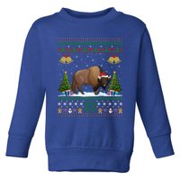 Funny Bison Xmas Gift Santa Hat Ugly Bison Christmas Cute Gift Toddler Sweatshirt