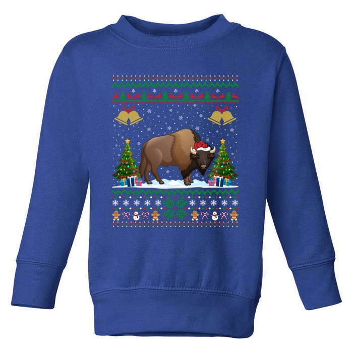 Funny Bison Xmas Gift Santa Hat Ugly Bison Christmas Cute Gift Toddler Sweatshirt