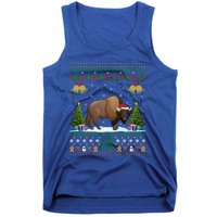 Funny Bison Xmas Gift Santa Hat Ugly Bison Christmas Cute Gift Tank Top