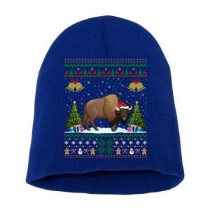 Funny Bison Xmas Gift Santa Hat Ugly Bison Christmas Cute Gift Short Acrylic Beanie