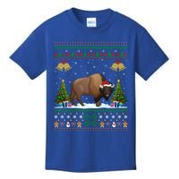 Funny Bison Xmas Gift Santa Hat Ugly Bison Christmas Cute Gift Kids T-Shirt