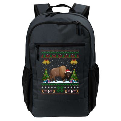 Funny Bison Xmas Gift Santa Hat Ugly Bison Christmas Cute Gift Daily Commute Backpack