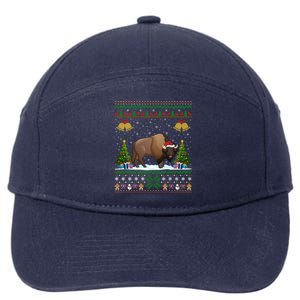 Funny Bison Xmas Gift Santa Hat Ugly Bison Christmas Cute Gift 7-Panel Snapback Hat