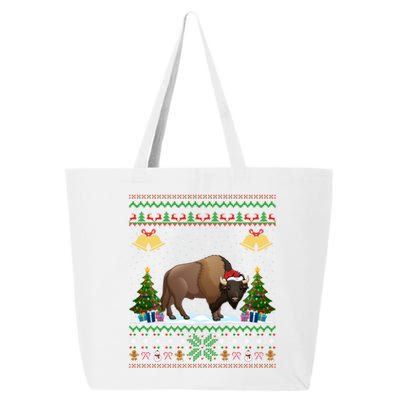 Funny Bison Xmas Gift Santa Hat Ugly Bison Christmas Cute Gift 25L Jumbo Tote